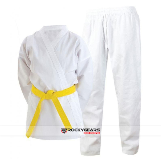 white karate suit with belt