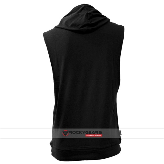 Black sleeveless hoodie