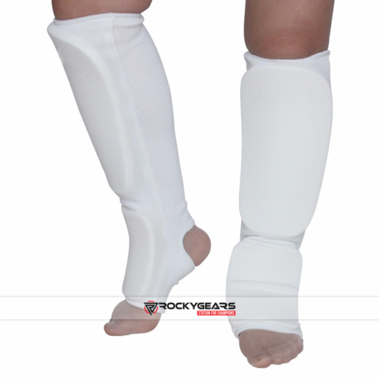 white cotton nylon shin guard