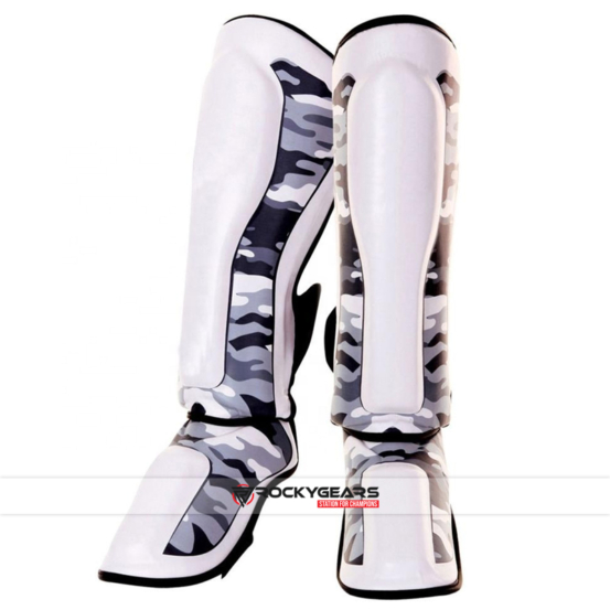 white boxing shin guards