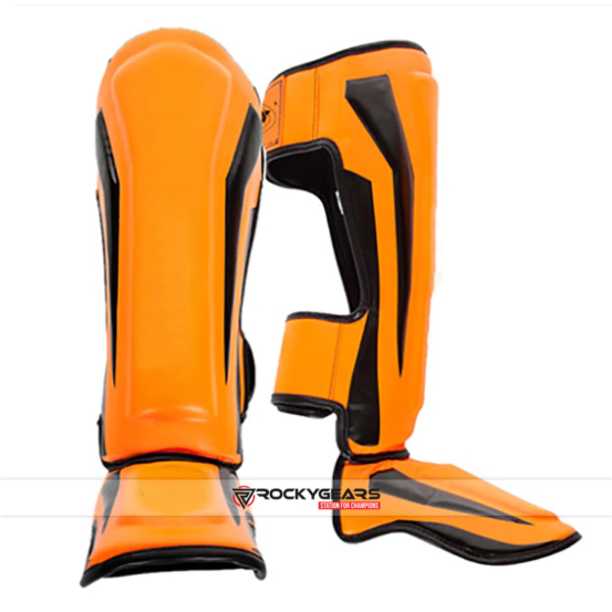 Orange shin instep guards