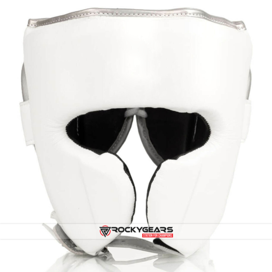 White boxing head guard