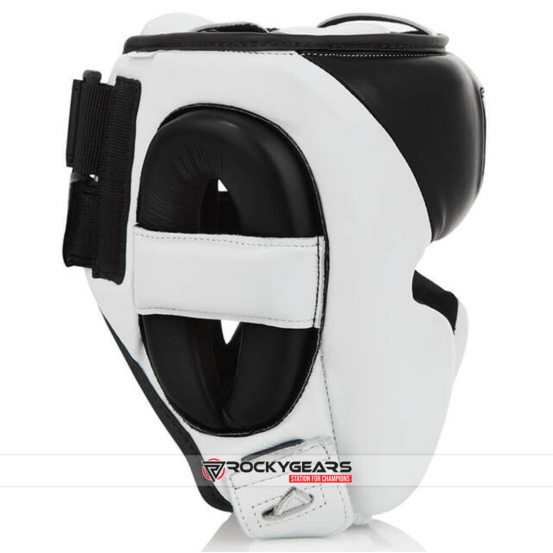 White and black boxing head guard