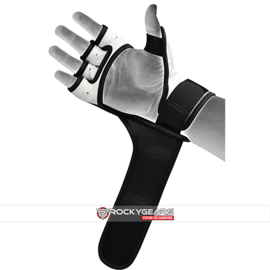 Black pure leather sparring gloves